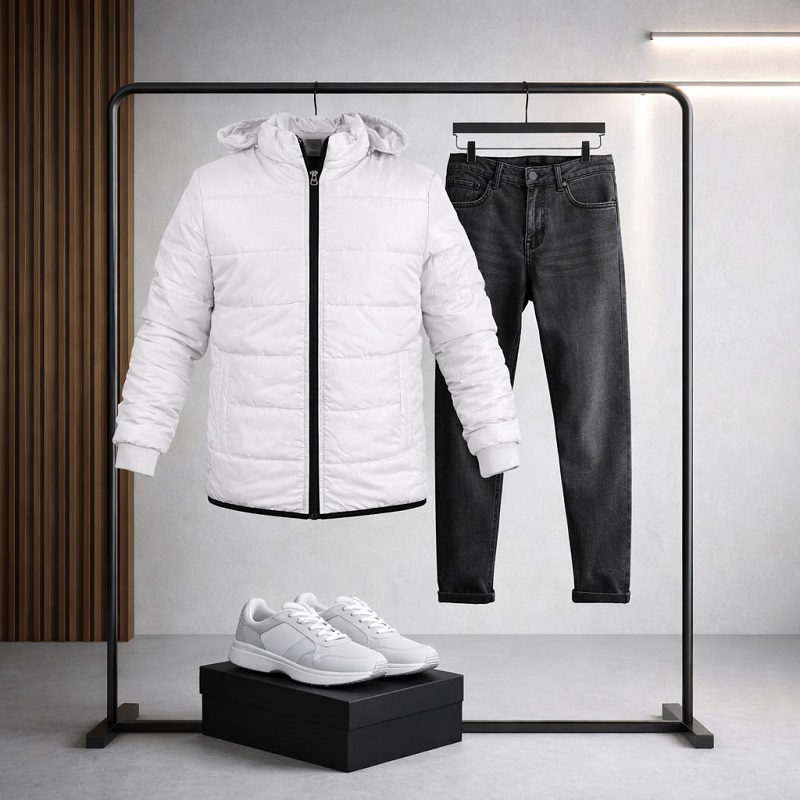 کاپشن بادی سفید مردانه مدل Arshan-سفید